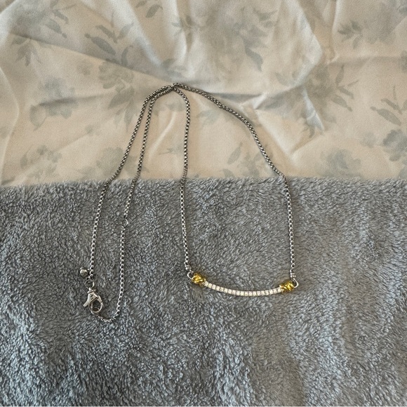 David Yurman Sterling Silver Bar Necklace With 18k Yellow Gold - Picture 7 of 14